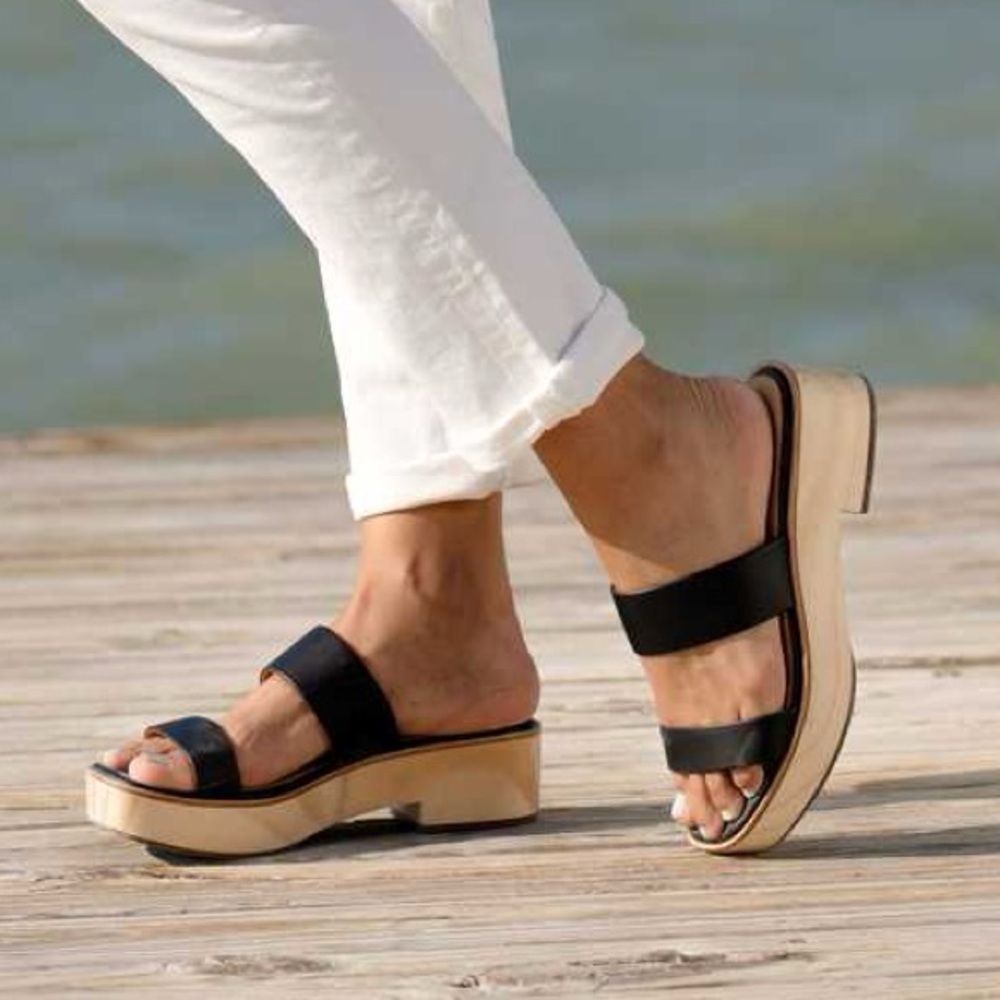 Nisolo Ellie All-Day Clog Leather Sandal Black size 7.5
